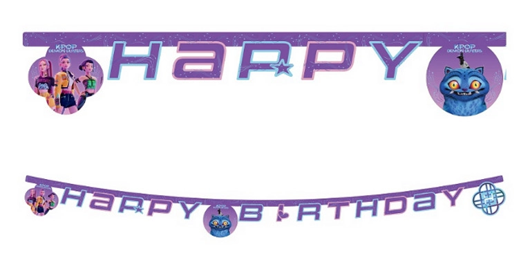 Papírová narozeninová girlanda Happy Birthday Demon Hunters