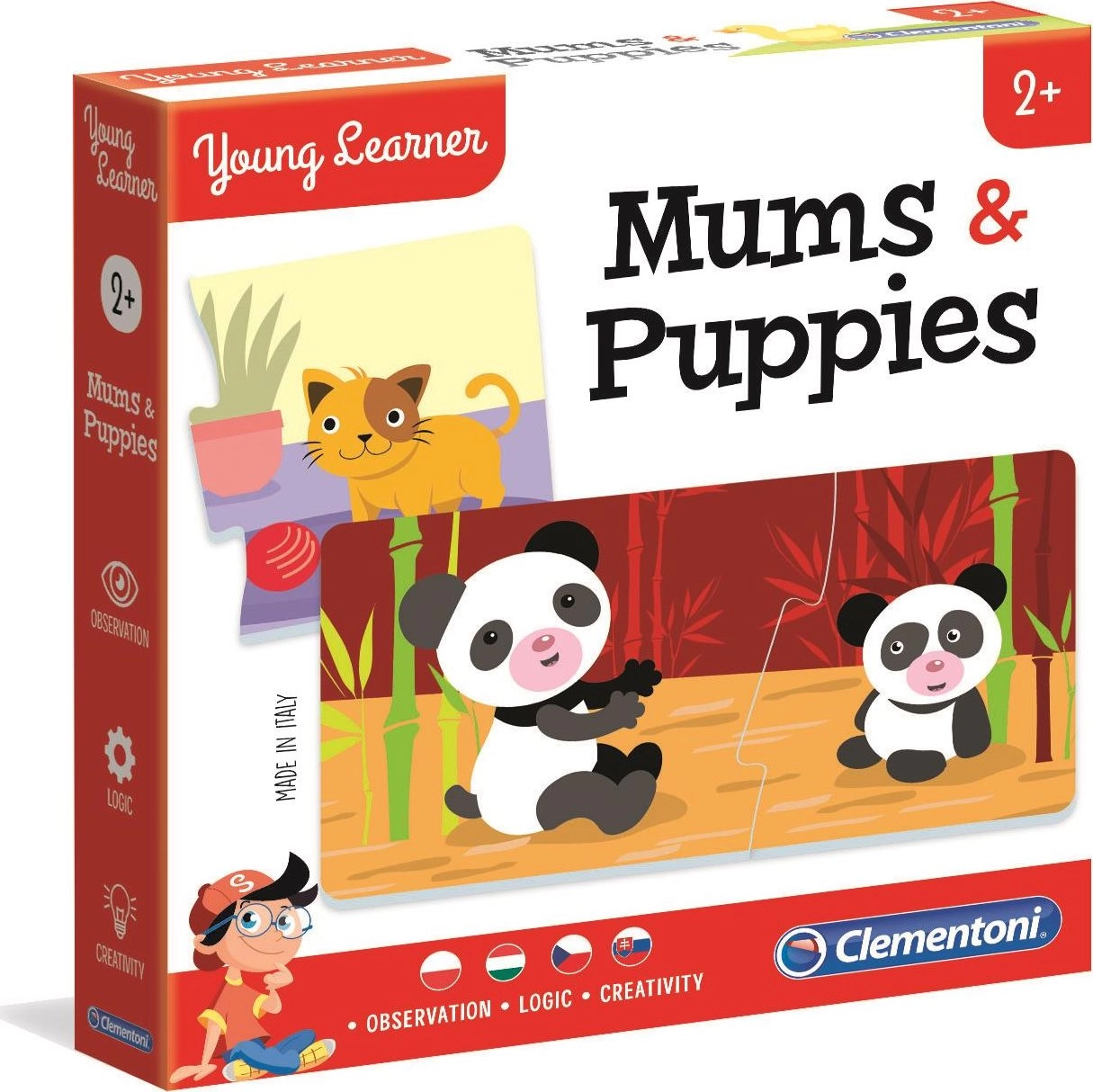 Levně Clementoni Young Learner: maminky a mláďátka – puzzle 12×2 dílky