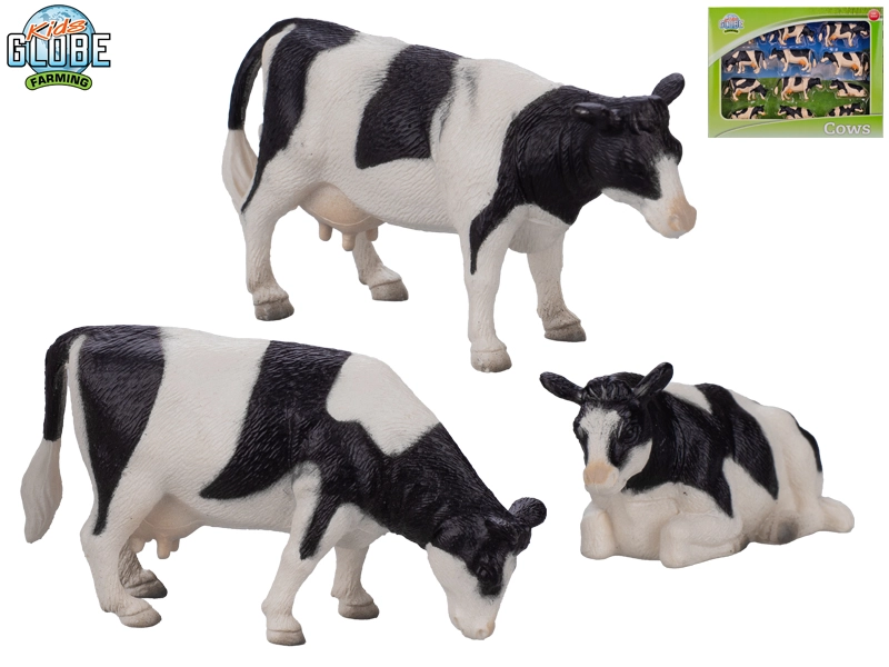 Sada figurek krávy černobílé 1:32 Kids Globe Farming (12 ks)
