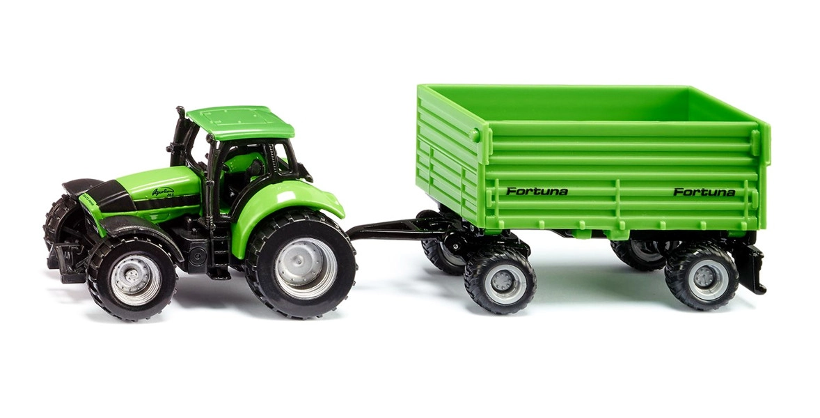 Levně Siku traktor DEUTZ-FAHR s dvounápravovým přívěsem Fortuna