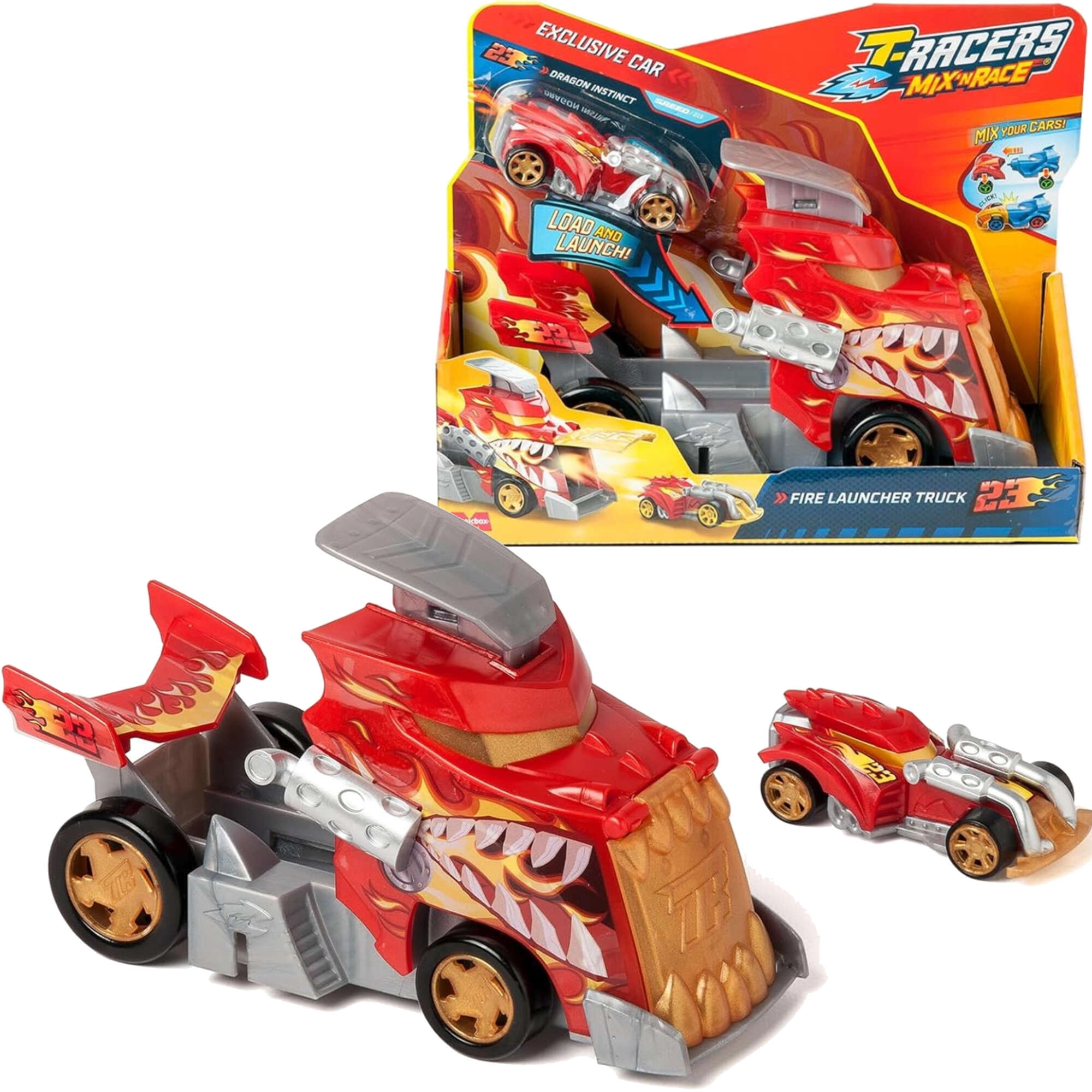 T-Racers Mix ’N Race Fire Launcher Truck – nákladní auto s vystřelovačem