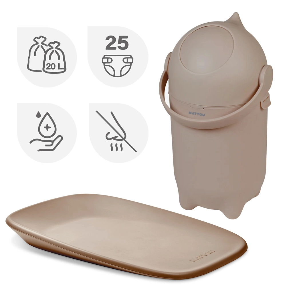 Nattou Koš na pleny Dropy Taupe 27 cm 20 litrů