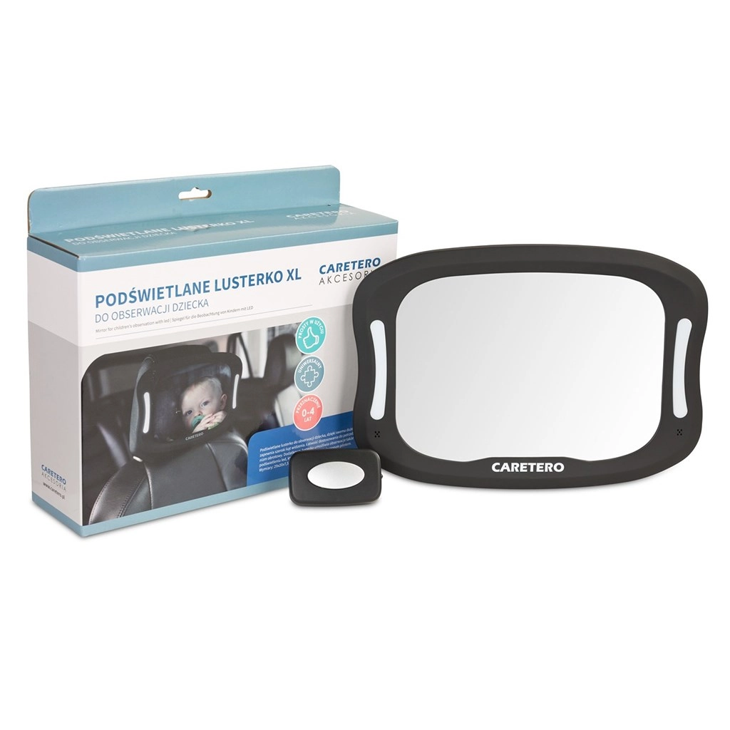 Caretero Zpětné zrcátko do auta s LED podsvícením - černé