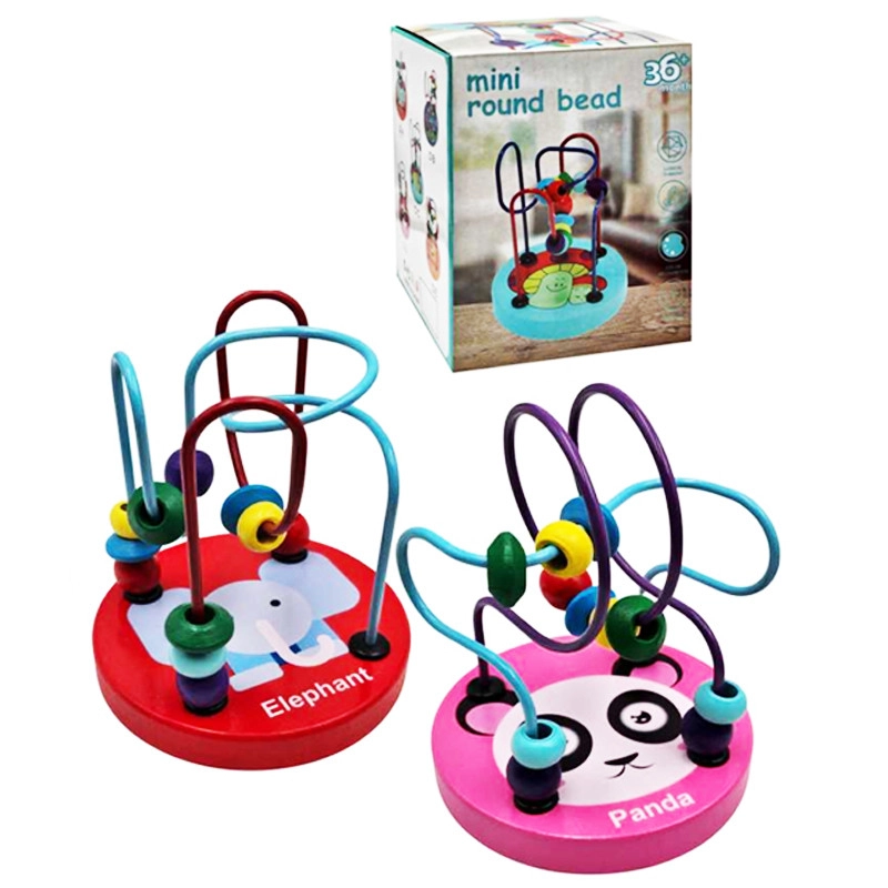 dřevěný korálkový labyrint se zvířátkem