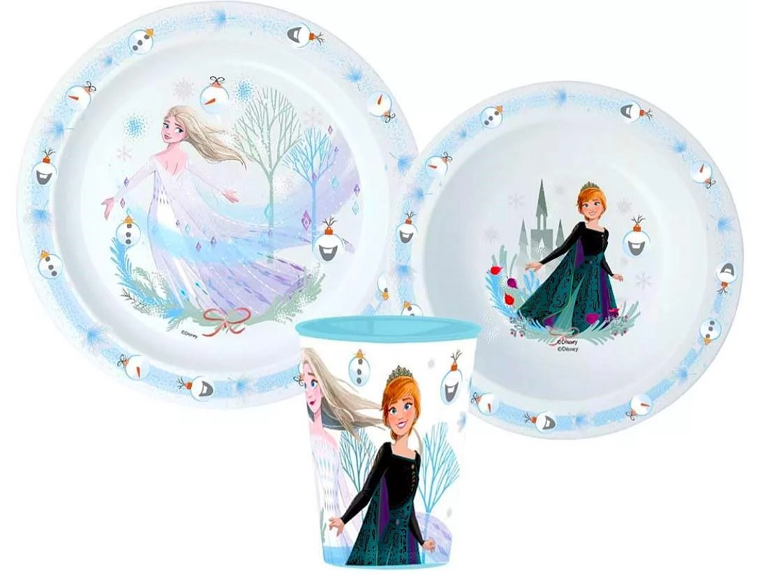 Plastová jídelní sada Frozen Vánoce 3 díly