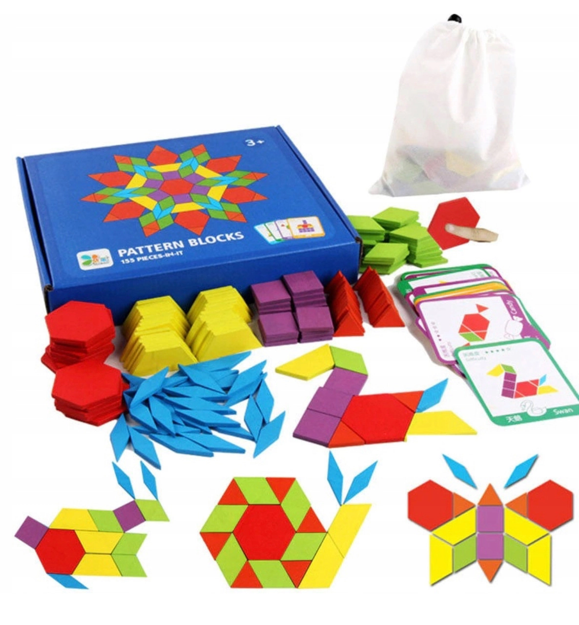 Dřevěné geometrické puzzle 155 dílků