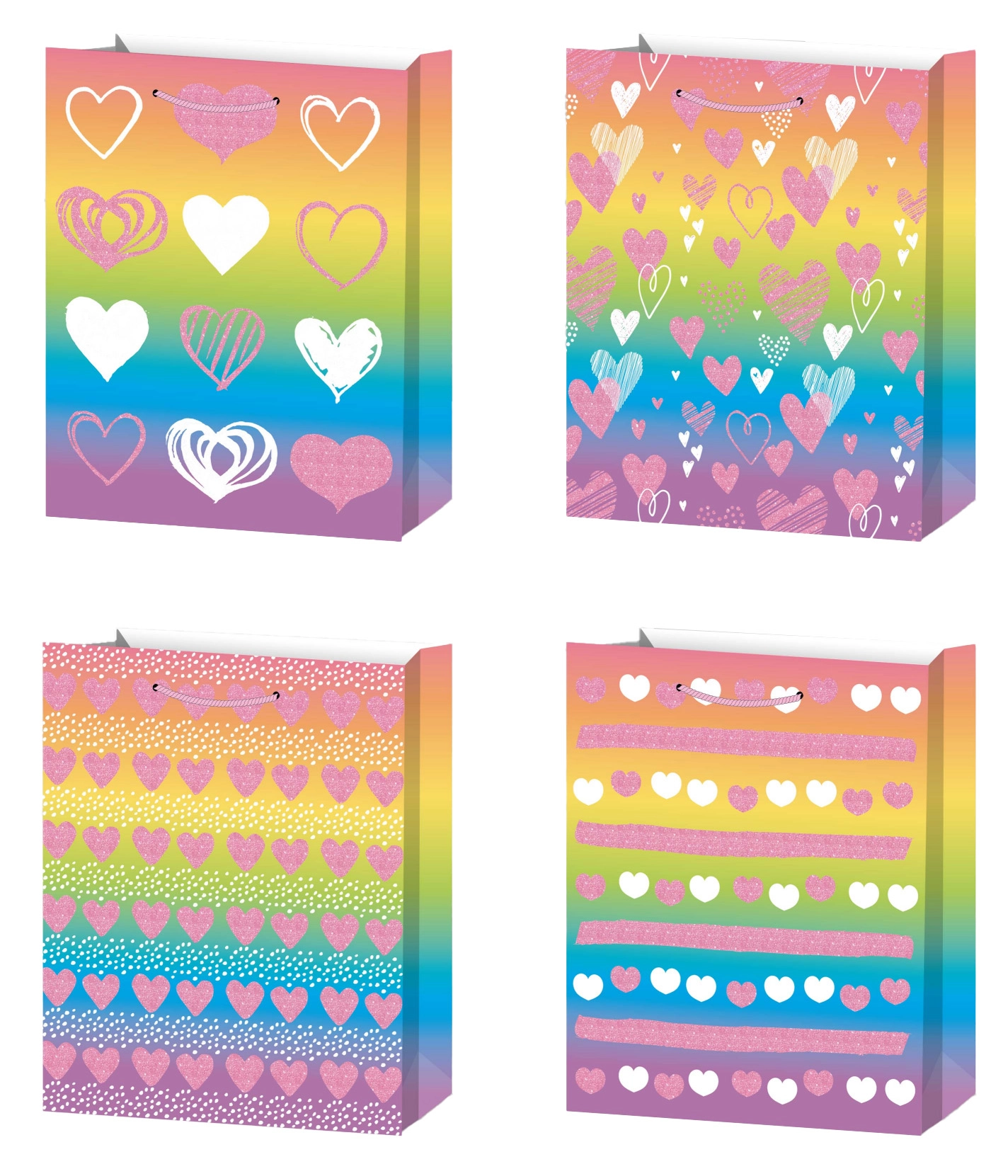 Dárková taška S duhová se srdíčky