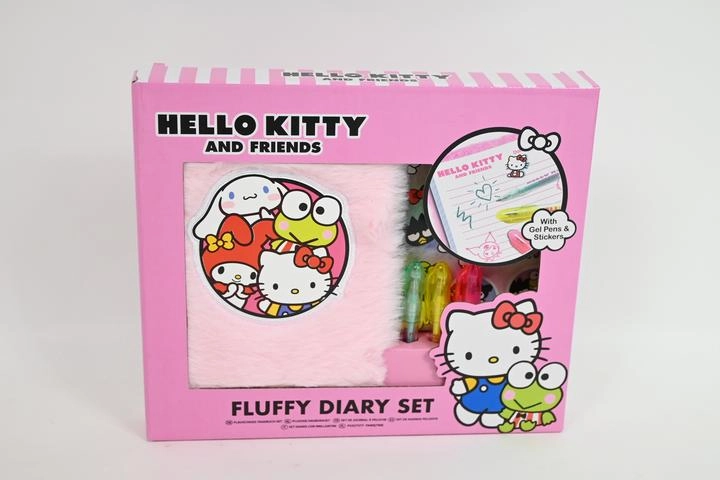 Hello Kitty plyšový mini deník s gelovými pery a samolepkami