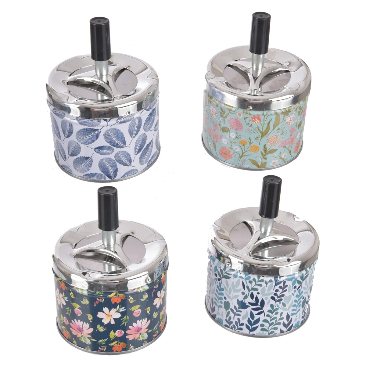 Plechový popelník 9 × 9 × 12 cm – mix 4 variant