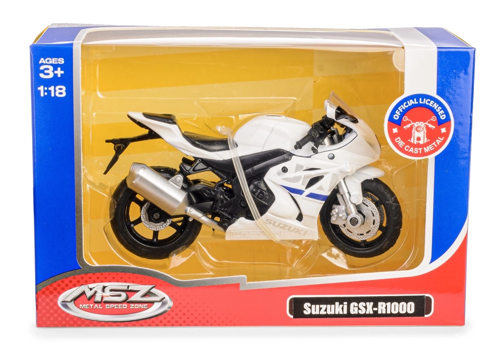 Motocyklový model 1:18 SUZUKI GSX‑R1000 bílý