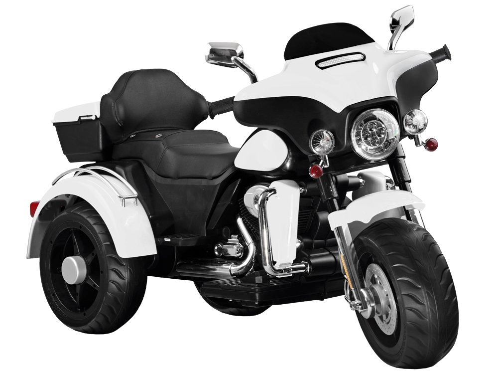 Dětská elektrická motorka chopper se 2 motory, kufrem a světly