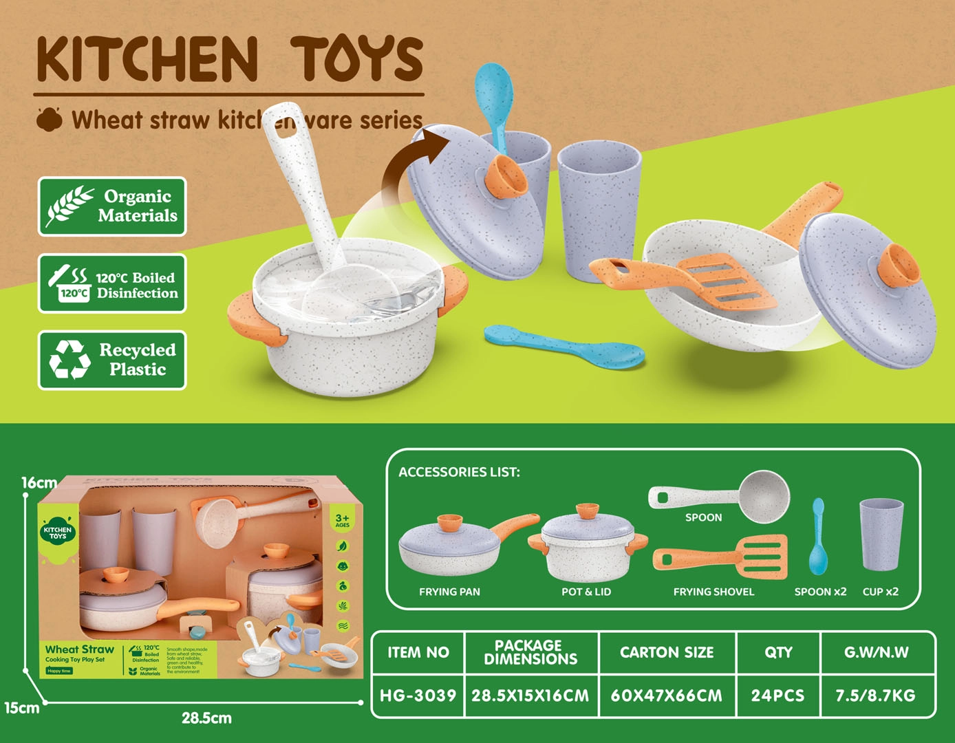 Dětská sada hrnců z bio materiálů, 10 dílů