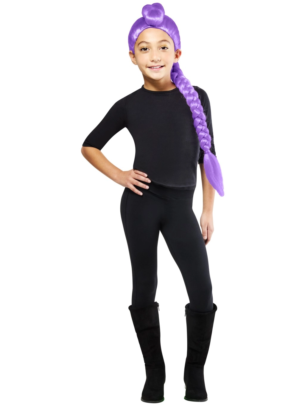 Fialová copánková paruka Rumi pro K‑pop cosplay