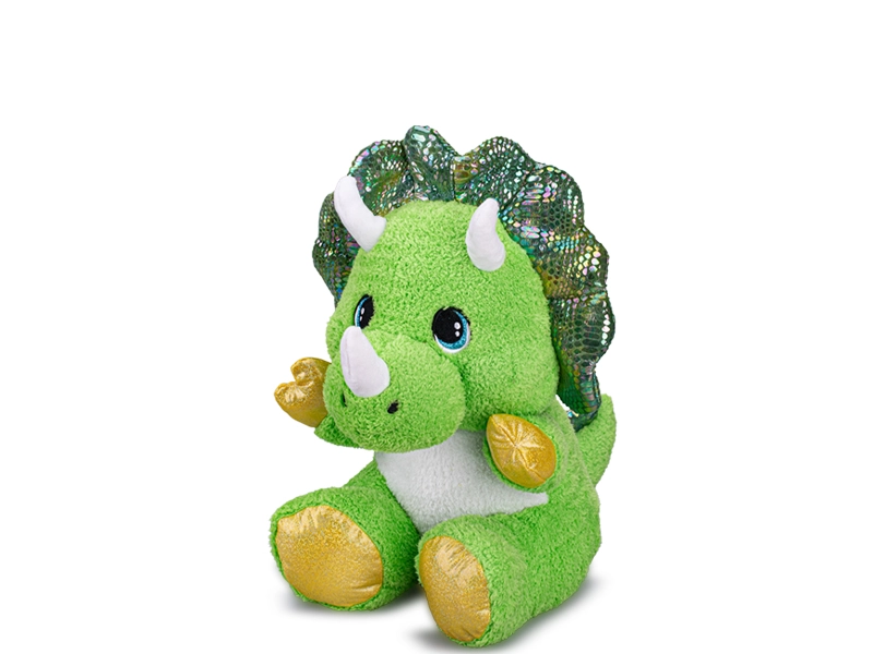 Plyšový sedící triceratops zelený 16,5 cm
