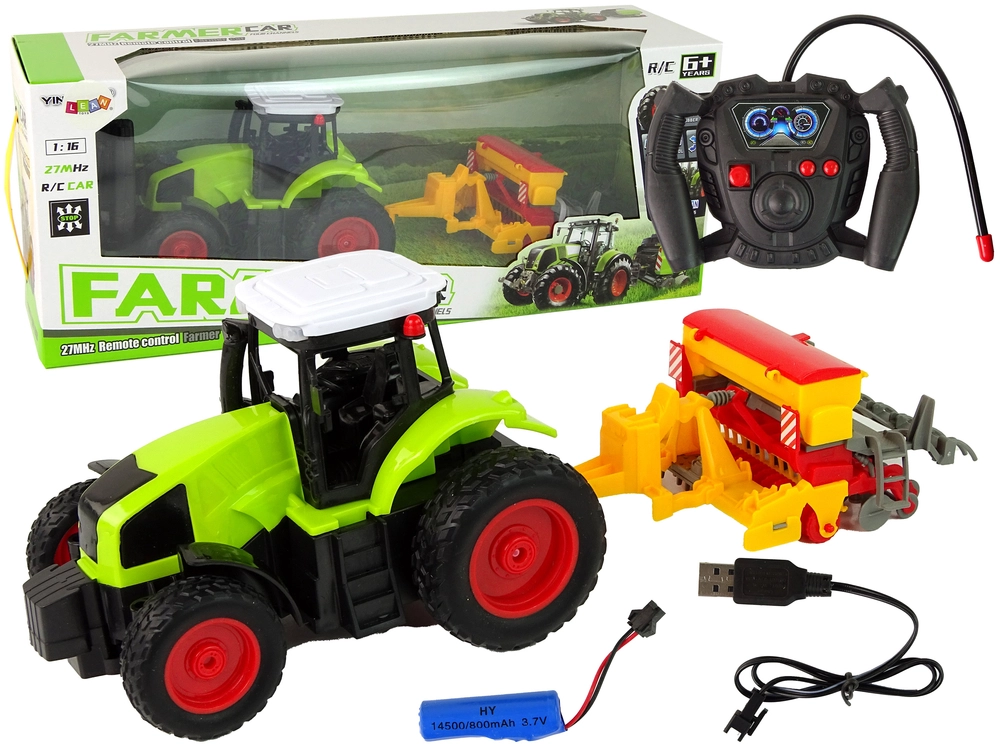 Levně Dětský RC traktor s lisem 1:16 zelený