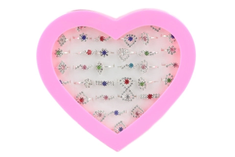 Dětské roztahovací prstýnky s kamínky, 36 ks