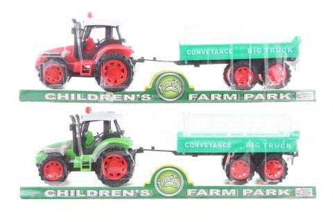 Plastový traktor se setrvačníkem a přívěsem 32 cm