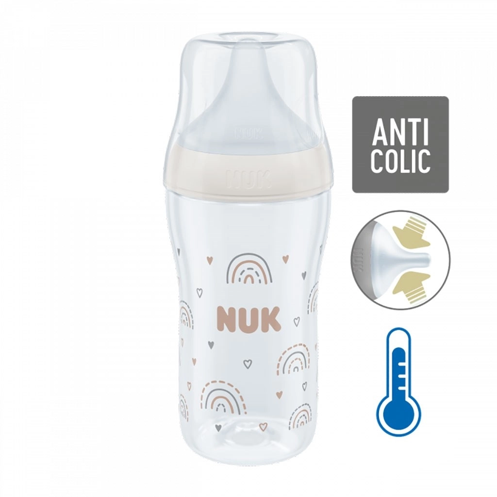NUK Perfect Match skleněná kojenecká láhev s kontrolou teploty 230 ml
