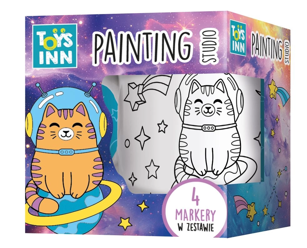 Toys Inn hrnek Kočka ve vesmíru – kreativní sada k vybarvení