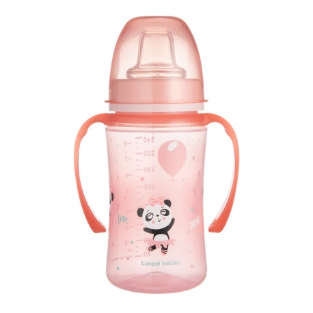 Canpol babies Exotic Animals tréninkový hrnek s držadly 6+ m Pink 240 ml