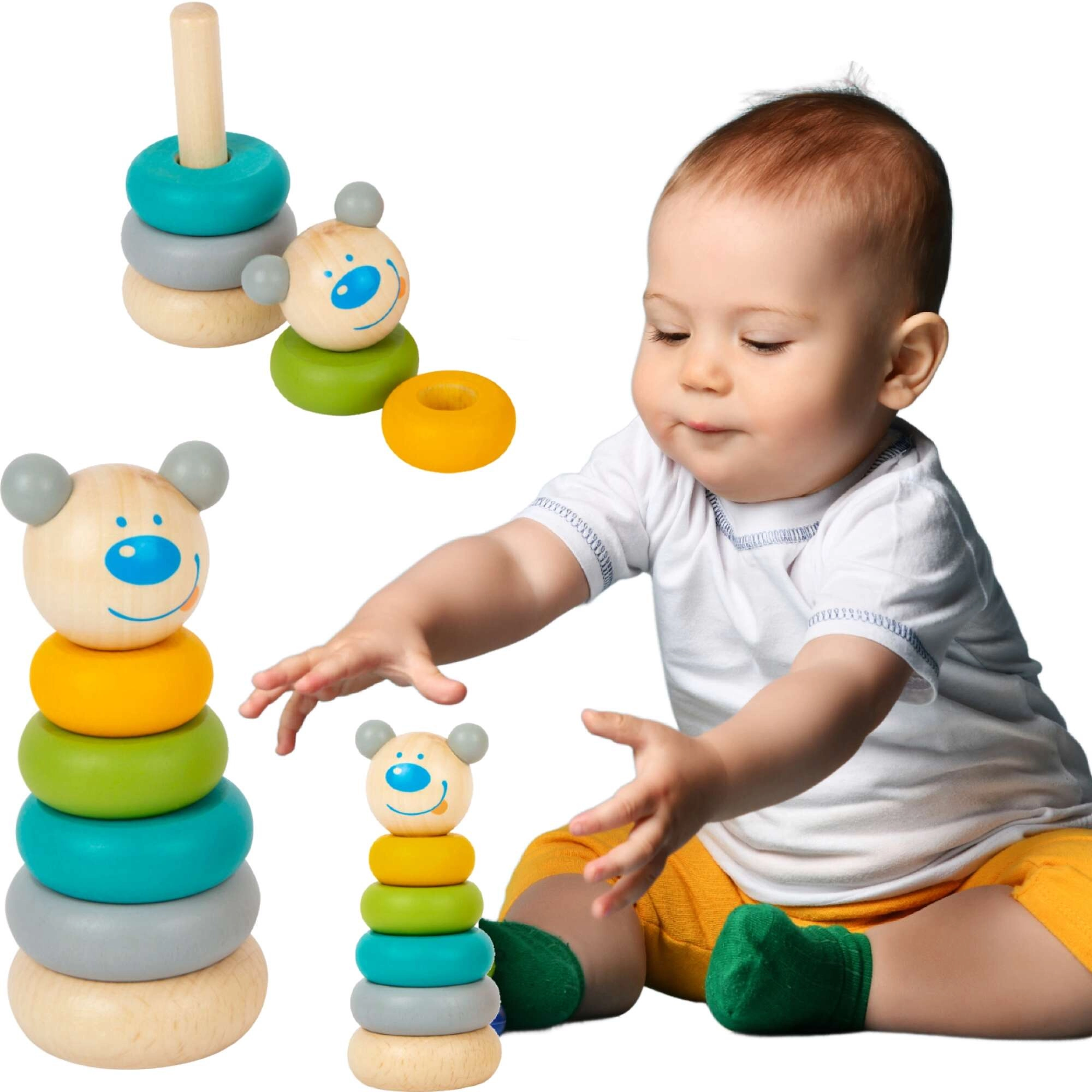 Dřevěná skládací věž medvídek Montessori SMALL FOOT
