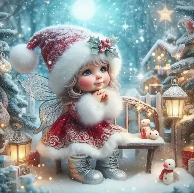 Levně Norimpex diamantové malování Víla v kostýmu Santy 30 x 40cm