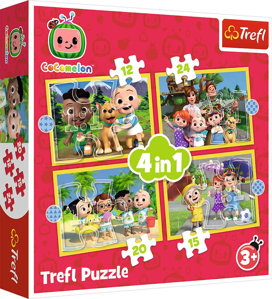 TREFL Puzzle Cocomelon: Seznamte se 4v1 (12,15,20,24 dílků)