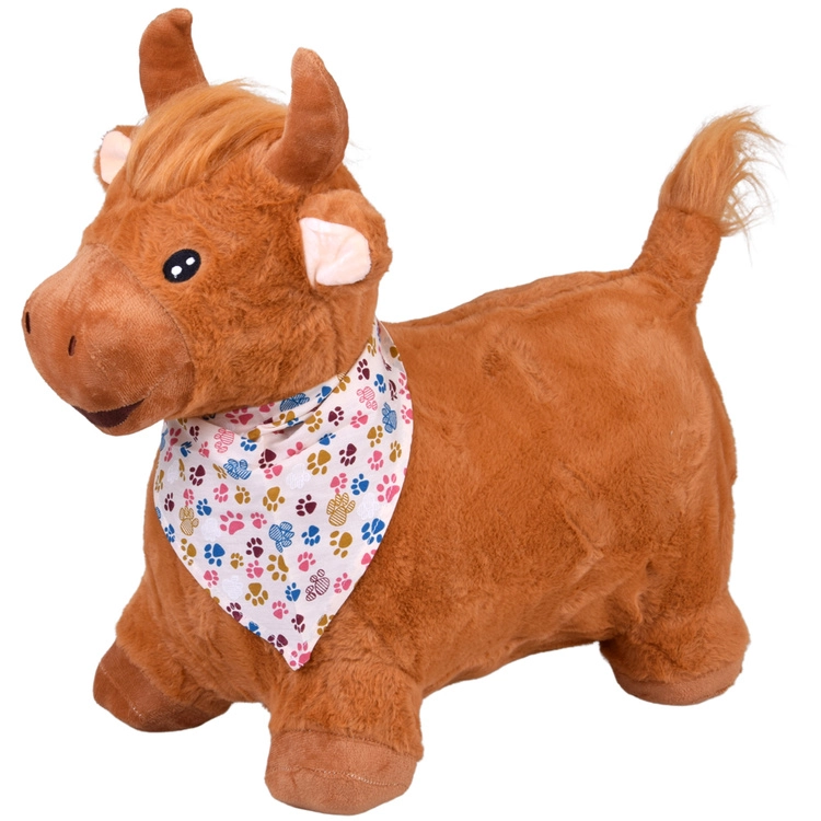 Nafukovací plyšový skákací býček s šátkem a pumpičkou