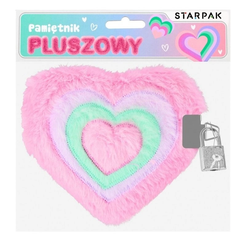 Plyšový deník ve tvaru srdce na zámek