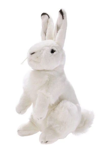 Sedící bílý zajíc plyšák 25 cm