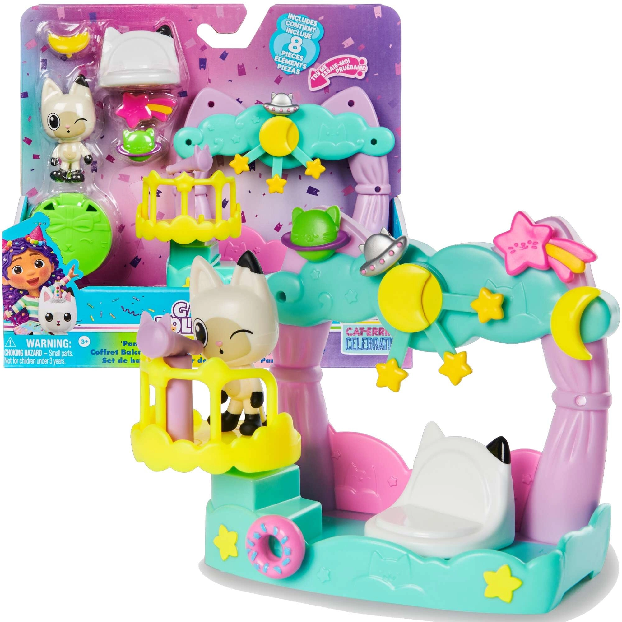 Kocí domek Gabi – balkón Pandy Paws s figurkou a doplňky