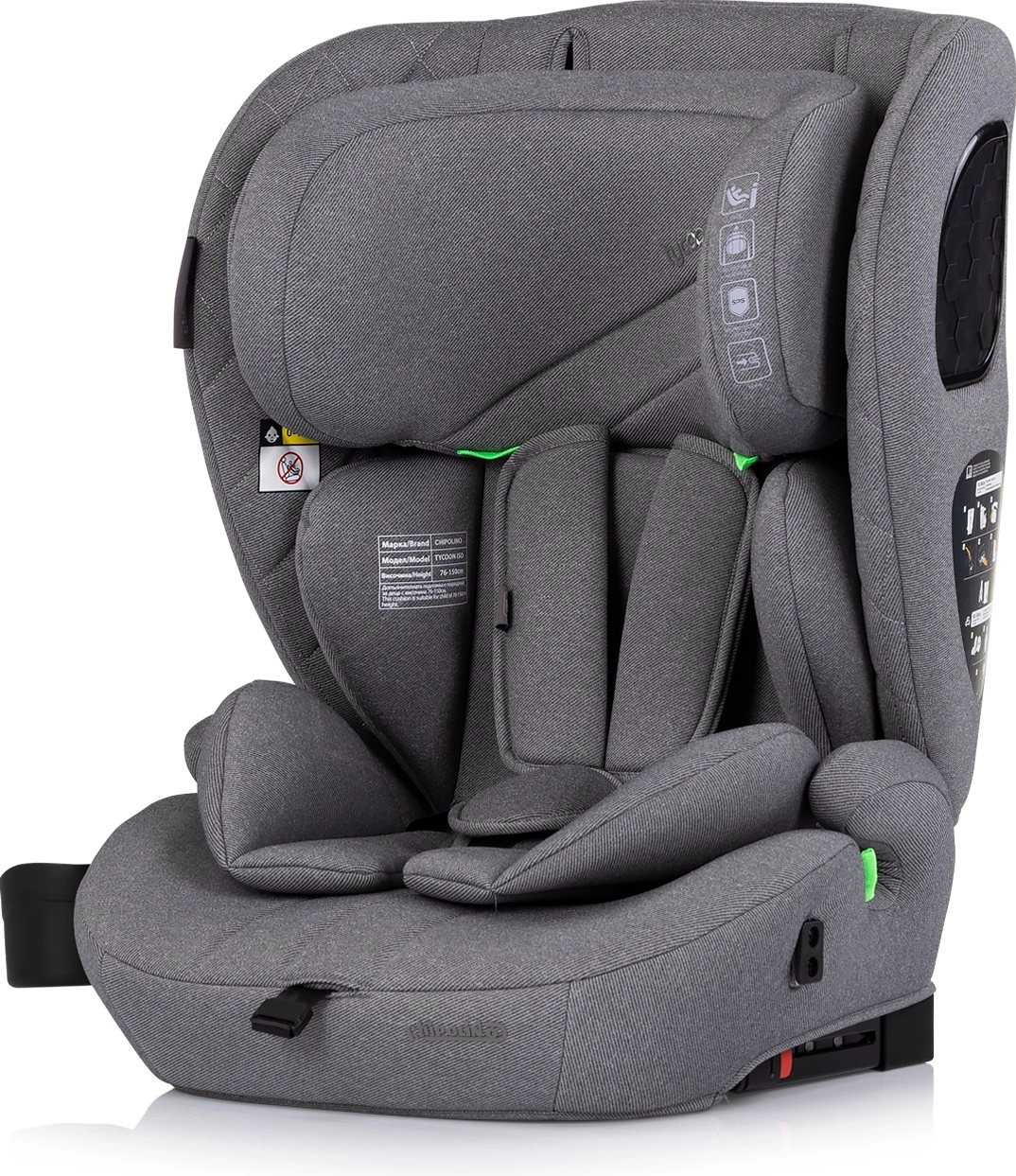 Autosedačka CHIPOLINO Tycoon i-Size 76–150 cm s ISOFIX, šedá