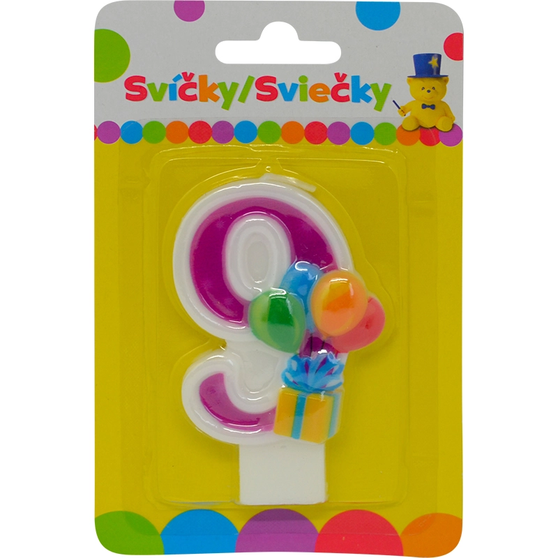 Narozeninová svíčka s balónky číslo 9