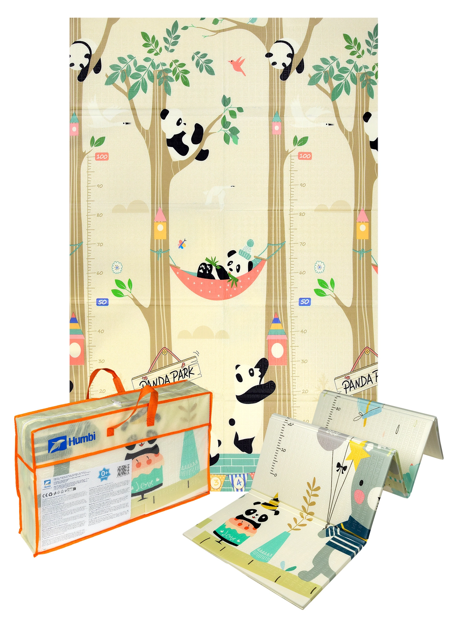 Velká skládací pěnová vzdělávací podložka XPE 120 × 180 cm – zvířátka panda