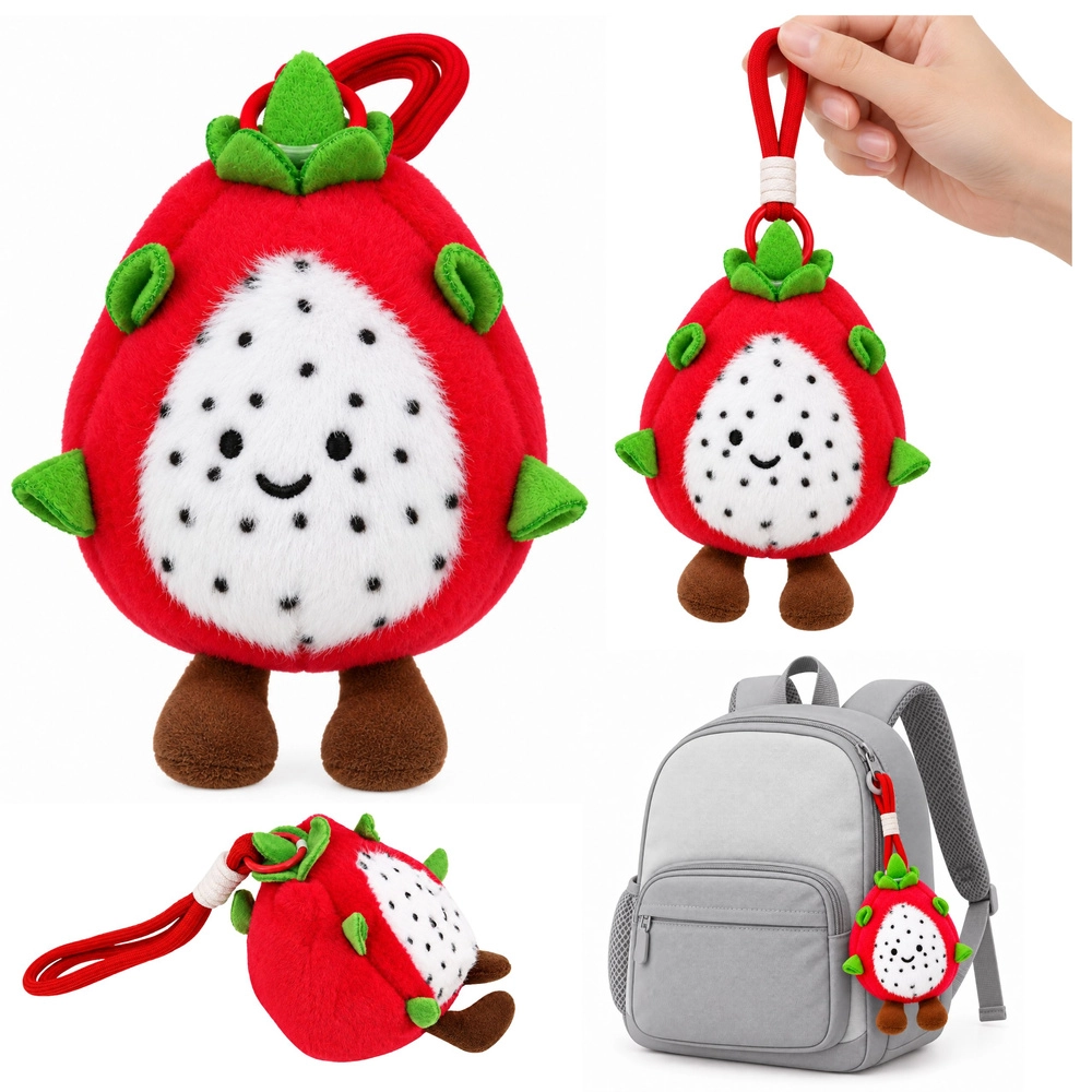 Plyšový přívěsek dračí ovoce pitaya s karabinou 12 cm