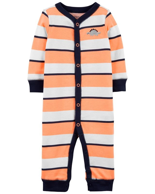 Carter's bavlněný overal bez nožiček na druky Sleep & Play orange stripes, vel. 56