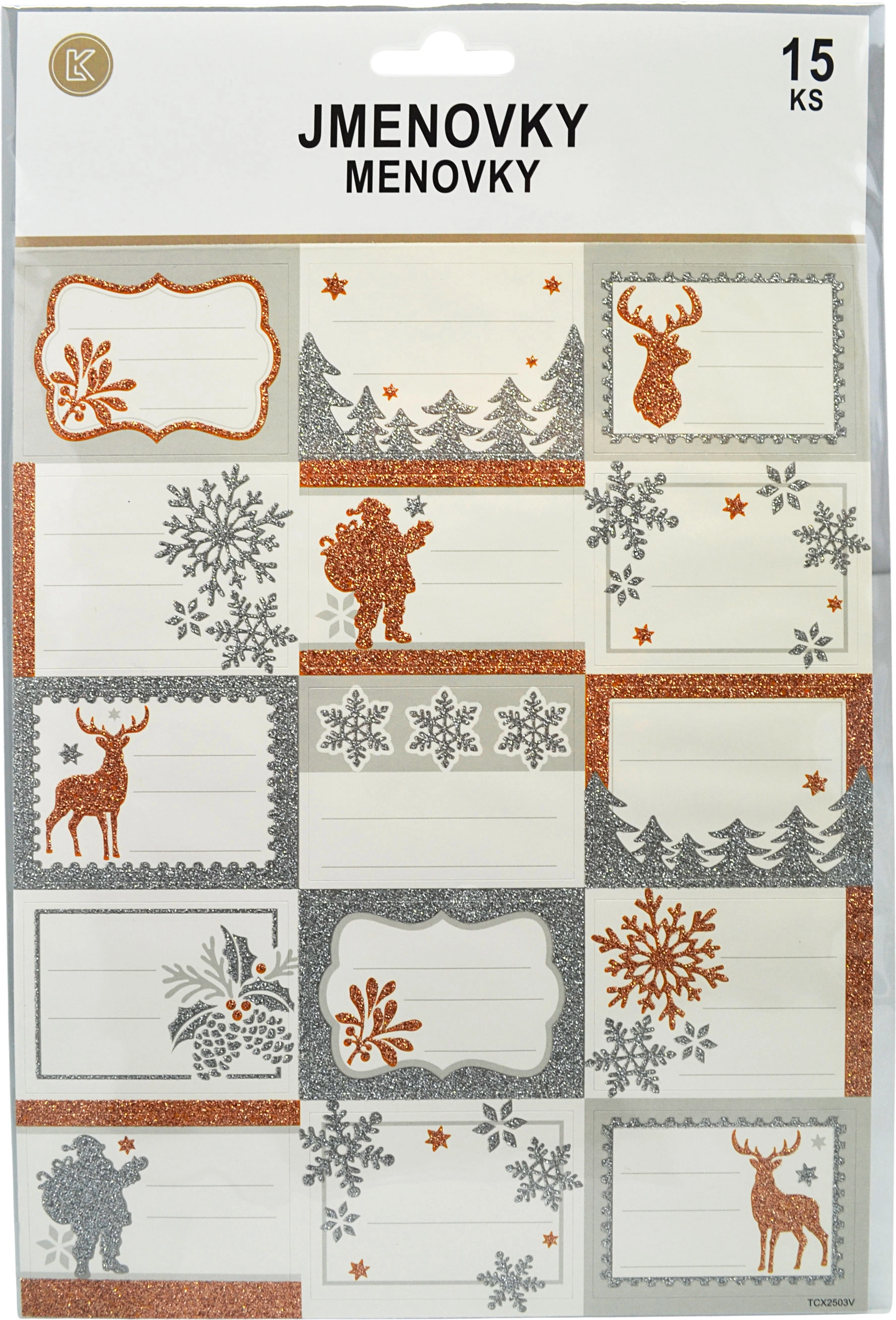 Samolepicí jmenovky na dárky vánoční SPARKYS