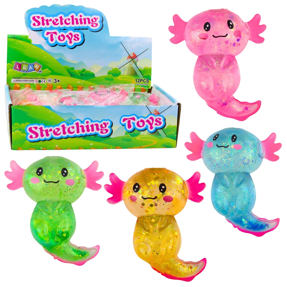 Antistresový gniotek axolotl squishy – mix barev