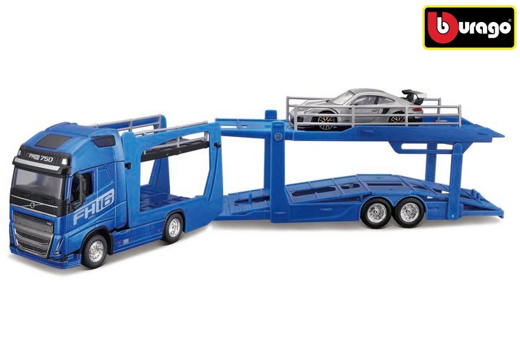 Levně Bburago STR FIRE Multicar Carrier Volvo FH16 w/Porsche 911 GT2 RS 1:43