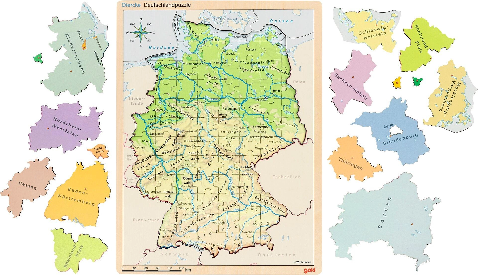 Goki výukové dřevěné puzzle Německo