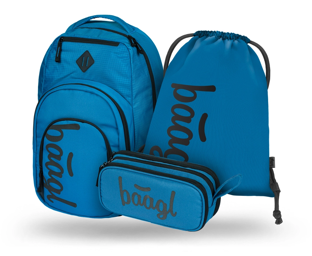 Levně Sada BAAGL Coolmate Ocean Blue: Batoh, Penál a Sáček
