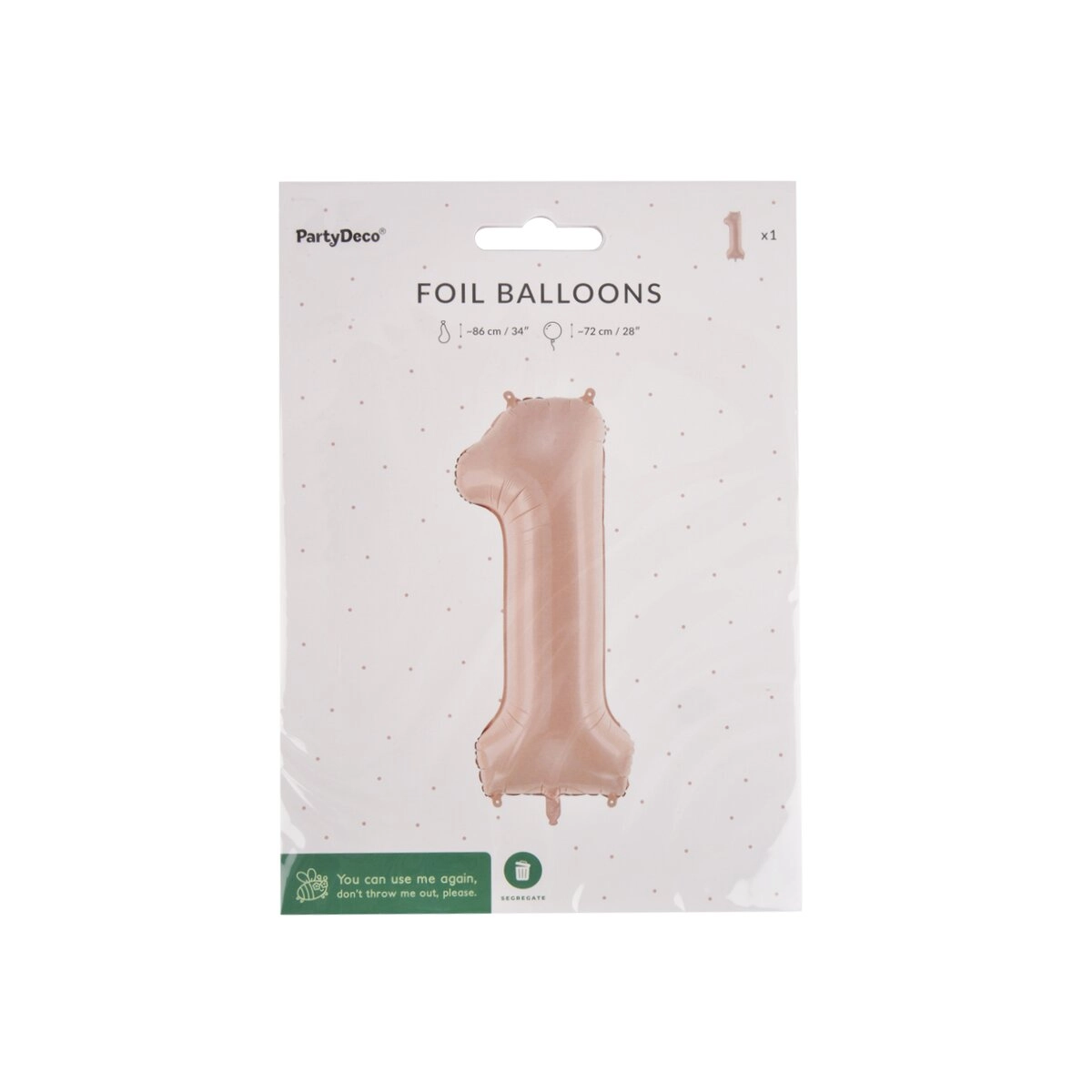 Fóliový balónek číslo 1 béžový 72 cm