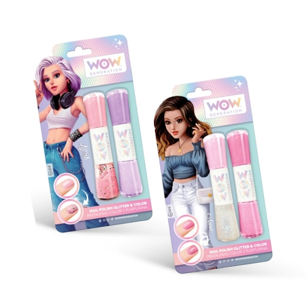 Dvojitý lak na nehty WOW Generation – barevný a třpytivý