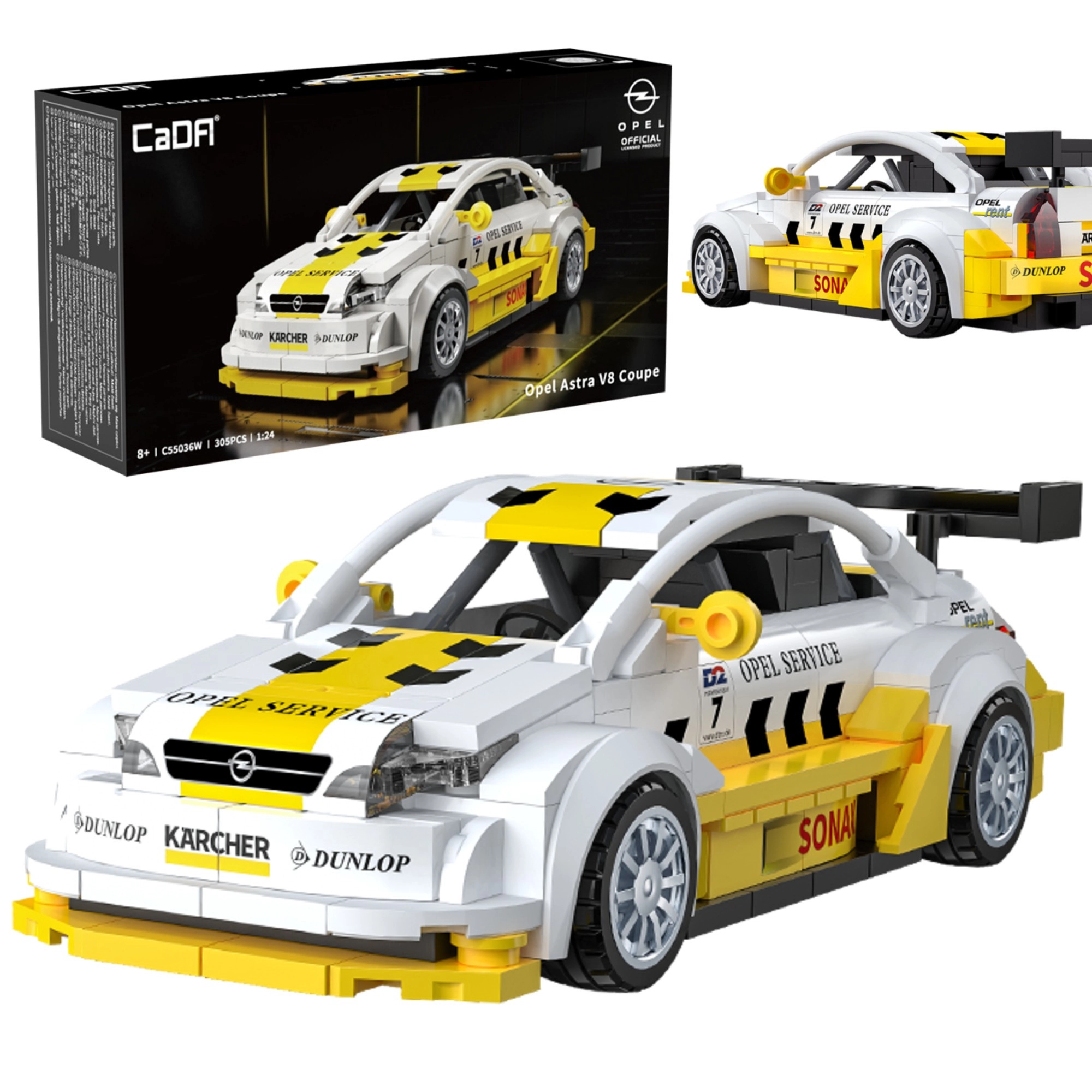 Stavebnice CaDA závodní vůz OPEL ASTRA V8 Coupé DTM 1:24, 305 dílků