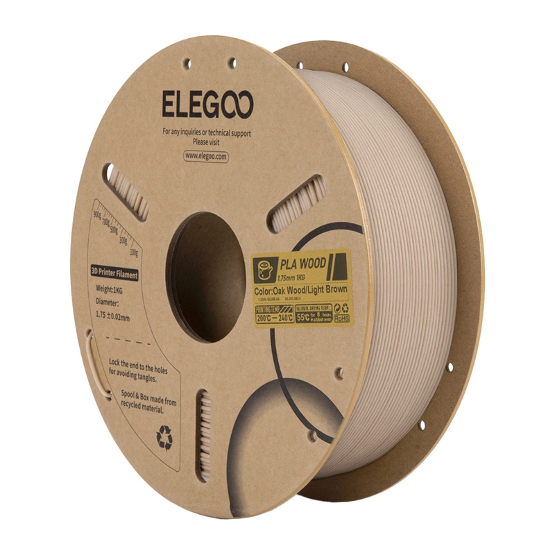 Elegoo PLA filament s dřevěným vláknem – světlý dub