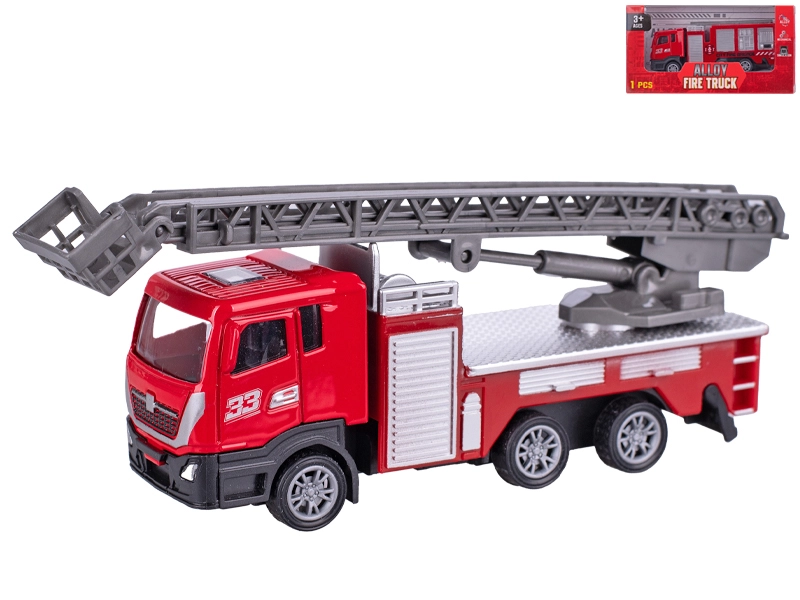 Kovové hasičské auto 12 cm se zpětným chodem