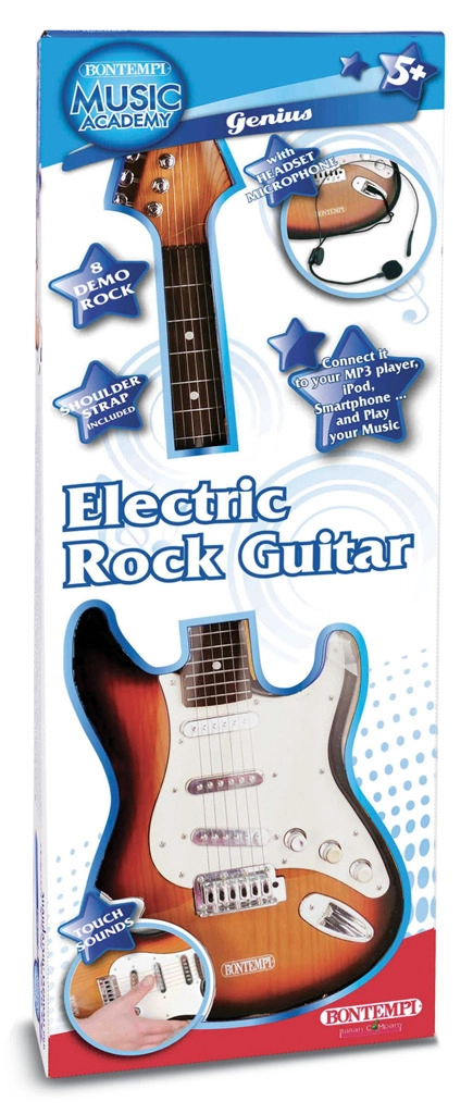 Bontempi Kytara rocková elektrická s mikrofonem hnědá