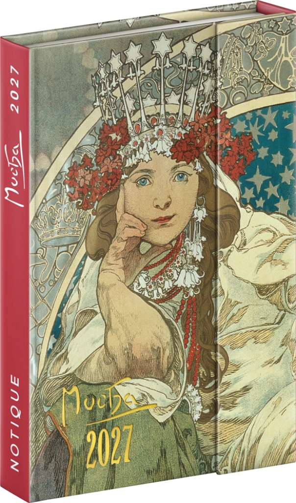 Notique magnetický týdenní diář Alphonse Mucha 2027 11 × 16 cm
