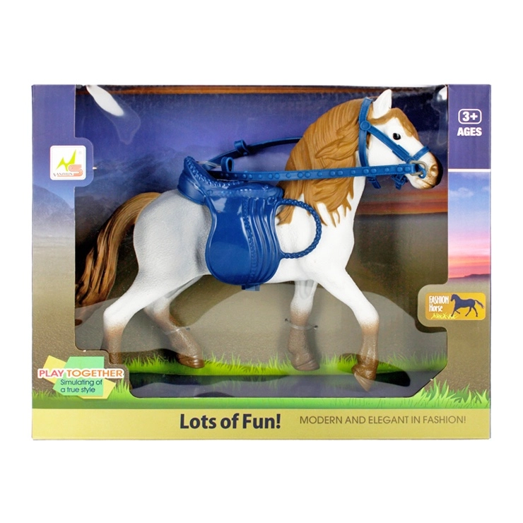Koník s doplňky – plastová figurka se sedlem a postrojem