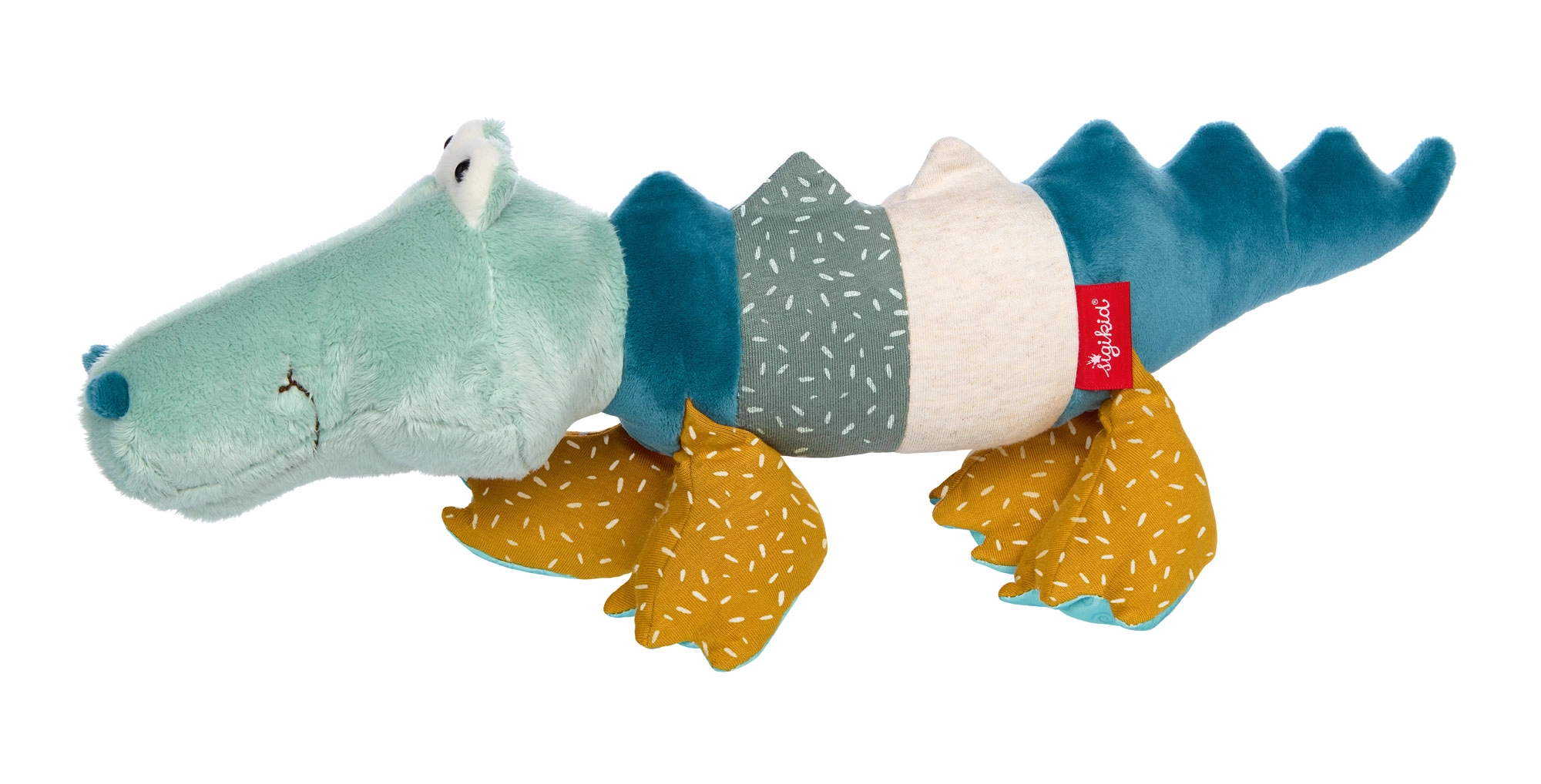 Sigikid první plyšový krokodýl patchwork 43 cm